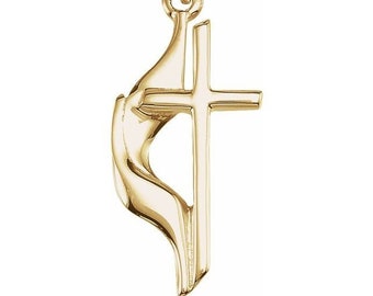 14K Yellow Gold Methodist Cross Pendant 