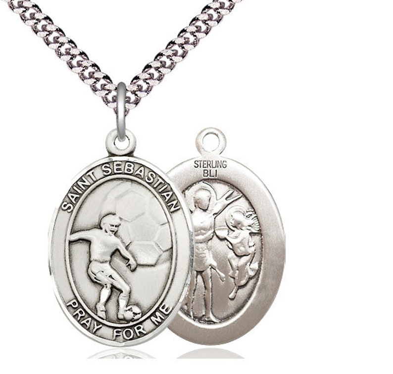 St Sebastian Soccer Oval Patron Series Sterling Silver Medal - Etsy