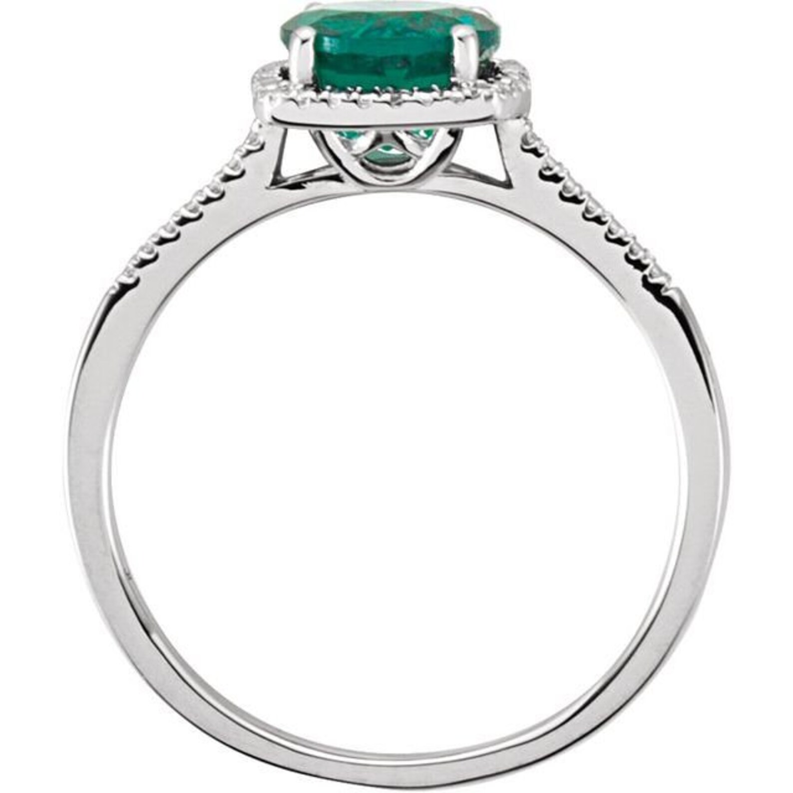 Sterling Silver Labgrown Emerald & .01 CTW Diamond Ring Size Etsy UK