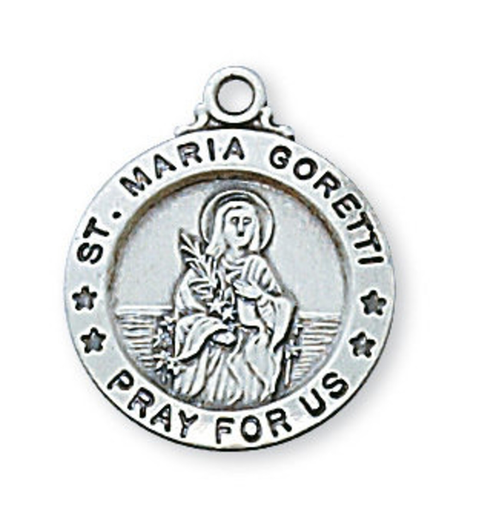 St. Maria Goretti Sterling Silver Medal With 18 Chain, Patron Saint of