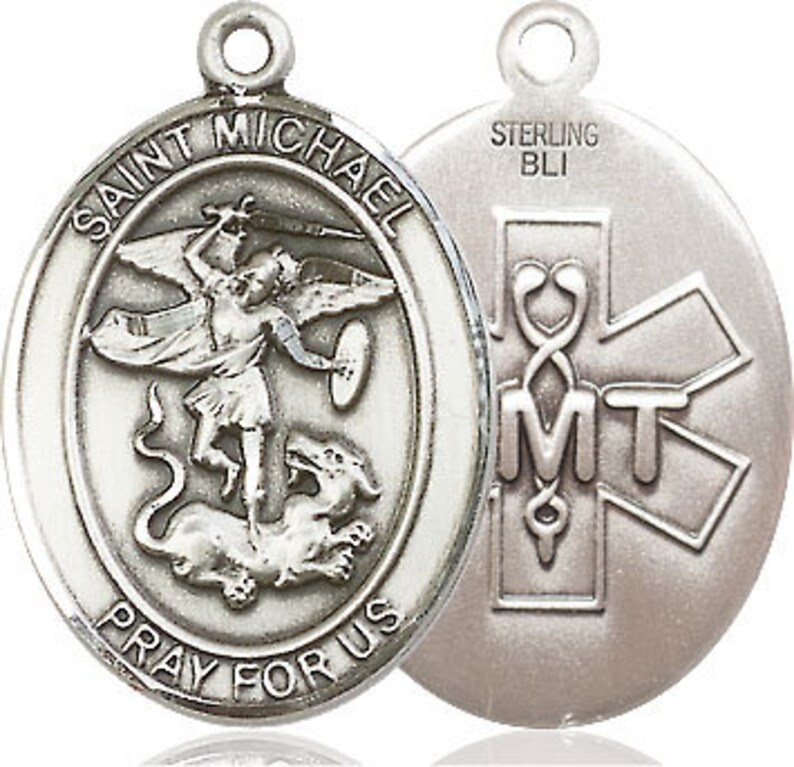 St Michael EMT Oval Patron Series Sterling Silver Medal Etsy