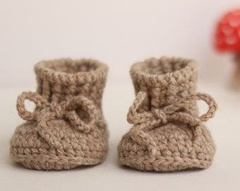 Crochet Infant Booties Unisex Baby Shoes Neutral Gender Boots Reveal Baby Gift Box