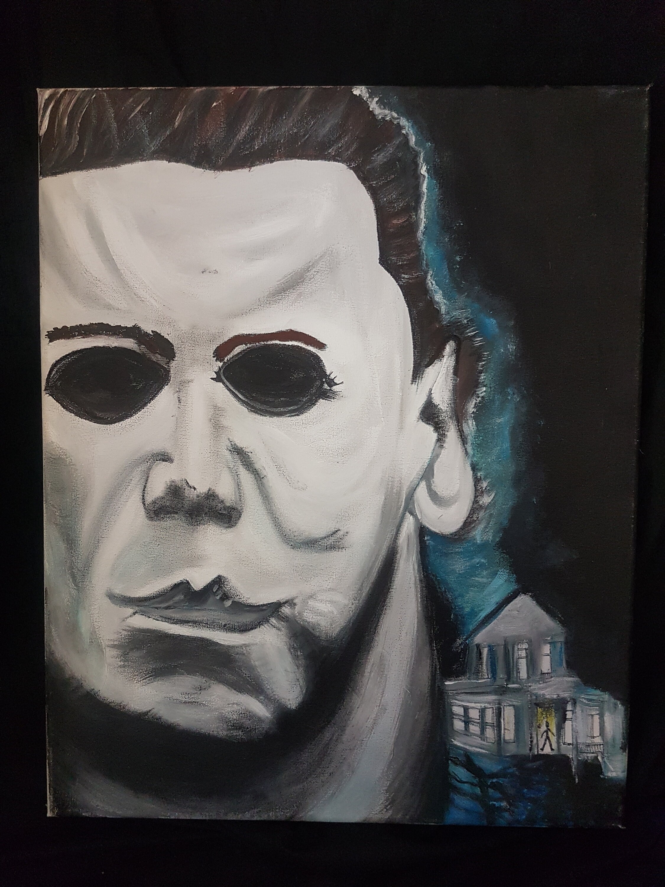 Halloween Michael Myers Canvas Art Hand Painted 40cm x 50 cm Etsy