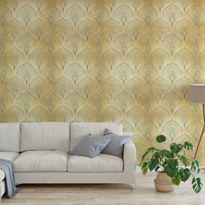 Art Deco Wallpaper non metallic Peel and Stick Wallpaper / removable temporary Wallpaper