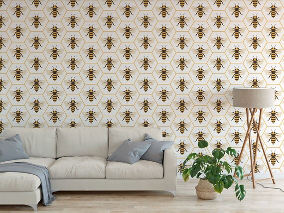 Bee Honeycomb Peel and Stick Wallpaper (Removable, Kid-Safe, Eco-Friendly)