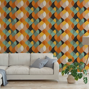 Funky Disco Vintage Retro Boho Design Peel and Stick Wallpaper / abnehmbare temporäre Tapete