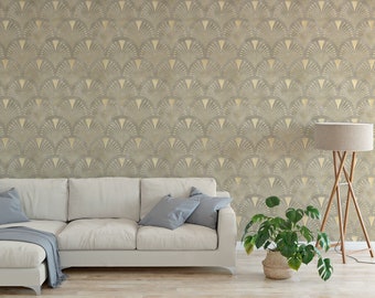Art Deco Wallpaper non metallic Peel and Stick Wallpaper / removable temporary Wallpaper