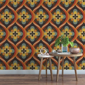 Funky Disco Vintage Retro Boho Design Peel and Stick Wallpaper / abnehmbare temporäre Tapete