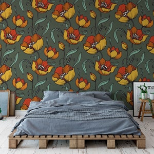 Funky Disco Vintage Retro Boho Design Peel and Stick Wallpaper / abnehmbare temporäre Tapete