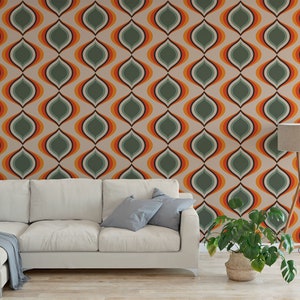 Funky Disco Vintage Retro Boho Design Peel and Stick Wallpaper / abnehmbare temporäre Tapete
