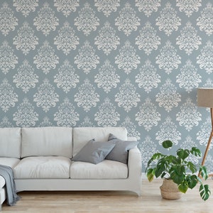 Modern Classic Damask Wallpaper Peel and Stick Wallpaper / removable temporary Wallpaper