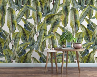 Peel and Stick Tropical Wallpaper: Palm Leaf Design (Removable, Eco Ink)