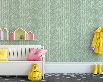Sage Hering Peel and stick Wallpaper Peel and Stick Wallpaper / removable temporary Wallpaper