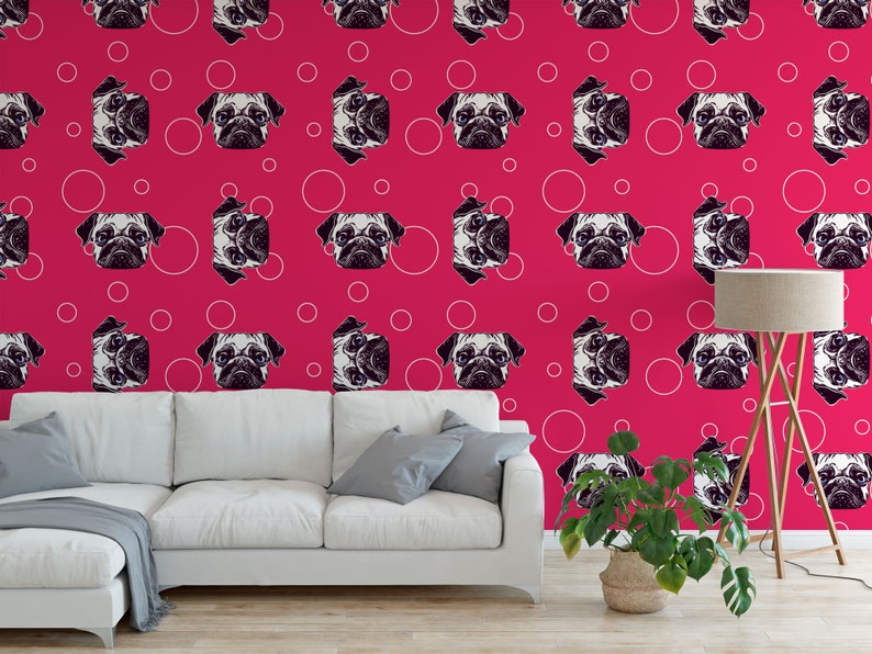 Funny Pugs Peel and Stick Wallpaper / Removable Temporary Wallpaper - Etsy