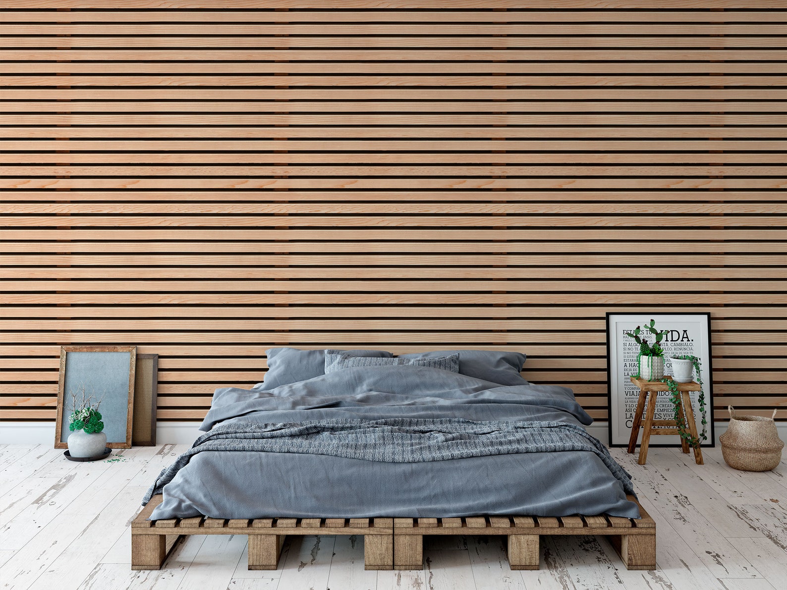 Wallpaper With Horizontal Wooden Slats Peel and Stick - Etsy