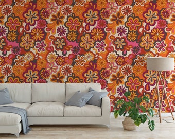 Papel pintado Groovy Disco Flower Power - Removible y autoadhesivo