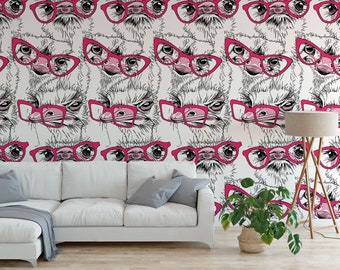 Papel tapiz autoadhesivo: Diseño divertido de avestruz. Removible y apto para inquilinos.