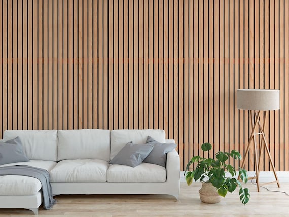 Peel Stick Wood Slat Wallpaper, Rustic Timber Look (Removable Panels)