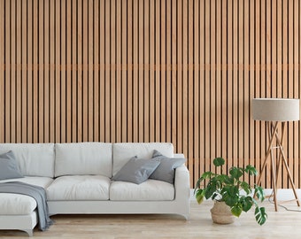 Peel Stick Wood Slat Wallpaper, Rustic Timber Look (Removable Panels)