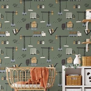 Baumaschinen Tapete, Kinderzimmer Dekor, Kinderzimmer abziehen und aufkleben