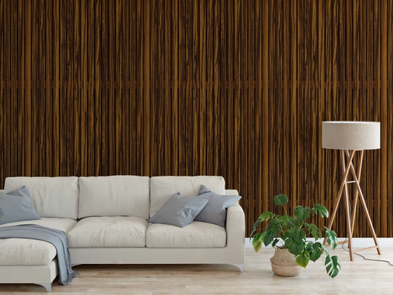 Wallpaper in Zebrano Palisander Ebony Vertical Wooden Slats - Etsy Wallpaper in Zebrano Palisander Ebony Vertical Wooden Slats - Etsy