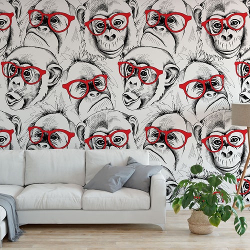 Monkey Monkey Removable Wallpaper Peel and Stick 28AC - Etsy