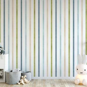 Simpatiche strisce color acquerello staccare e incollare carta da parati / carta da parati temporanea rimovibile
