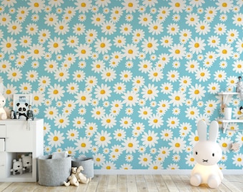 Papel pintado Campo de Margaritas: Mural floral autoadhesivo
