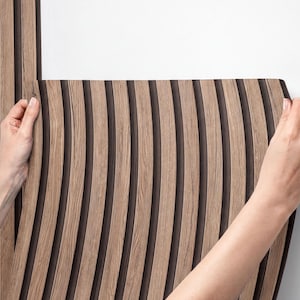 Faux Wood Slat Wallpaper - Peel and Stick Rustic Timber Panels