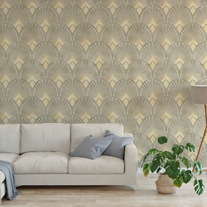 Art Deco Wallpaper non metallic Peel and Stick Wallpaper / removable temporary Wallpaper
