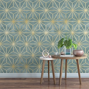 Art Deco Tapete, nichtmetallische Gold Tapete zum Abziehen und aufkleben / entfernbare temporäre Tapete