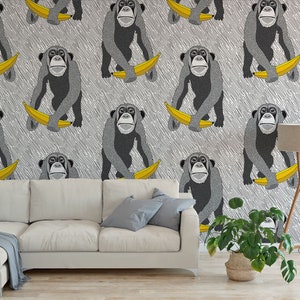 Lustiger Monkey Business Peel and Stick Wallpaper / abnehmbare temporäre Tapete