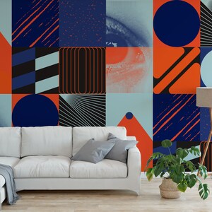 Vintage Retro Bauhaus Modernes Design zum Abziehen und Aufkleben / rückstandsfrei entfernbare Tapete