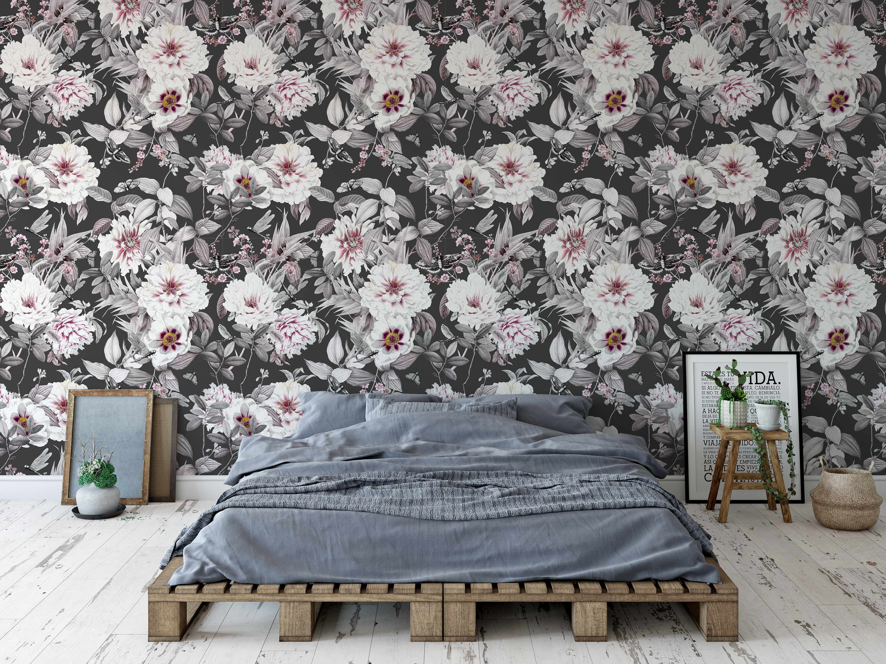 Luxurious Large Scale Flowers Wallpaper Easy to Install and Etsy