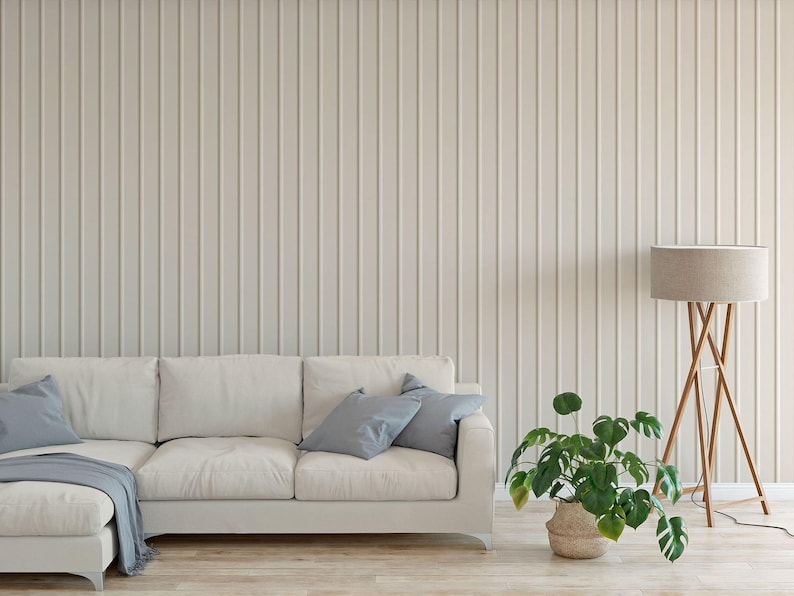 Vertical white timber panel battens