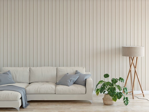 Wood Paneling Wallpaper: Vertical White Peel and Stick (Removable)