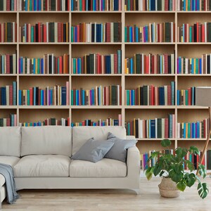 Modern Bookshelf wallpaper peel and stick