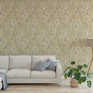 Art Deco Wallpaper non metallic Peel and Stick Wallpaper / removable temporary Wallpaper