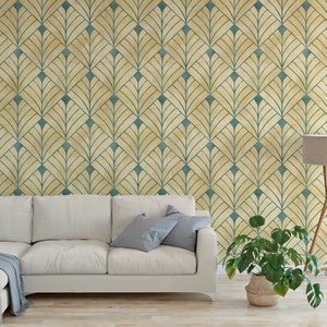 Art Deco Wallpaper non metallic Peel and Stick Wallpaper / removable temporary Wallpaper