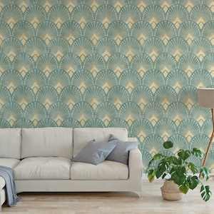 Art Deco Wallpaper non metallic Peel and Stick Wallpaper / removable temporary Wallpaper
