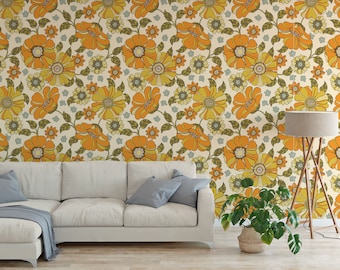 Decoración de pared autoadhesiva: estilo bohemio floral retro (removible)