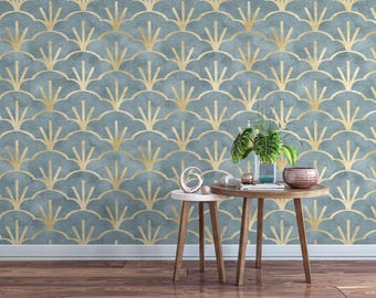 Goud geometrisch behang - peel and stick, art-decostijl