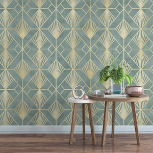 Art Deco Tapete, nichtmetallische Gold Tapete zum Abziehen und aufkleben / entfernbare temporäre Tapete