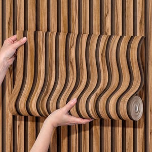 Faux Wood Wallpaper, Vertical Timber Slats (Peel and Stick, Rustic Look)