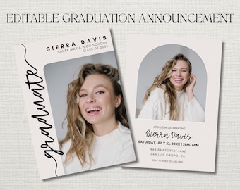 Graduation Announcement, Graduation Announcement Template, High School Graduation Announcement, Grad Announcement, Graduation Announcements