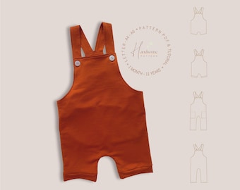 Kids Overall pattern, children romper sewing pattern PDF, baby overall pattern, children overall, romper for toddlers, short and long legs.