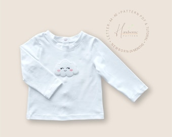 T-shirt PDF sewing pattern, baby T-shirt patterns with buttons, long-sleeved, short-sleeved T-shirt, easy newborn t-shirt sewing pattern,