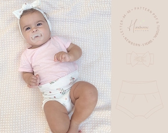 Hight waisted bummies pattern, baby bummies pattern, bummies sewing pattern PDF, toodler bummies pattern, easy baby girls bummies pattern.