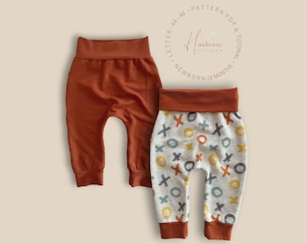 Baby pants pattern, Babies pants harem sewing pattern pdf, comfortable, baggy easy to sew pants sewing pattern, baggy pattern, Newborn-24 m.