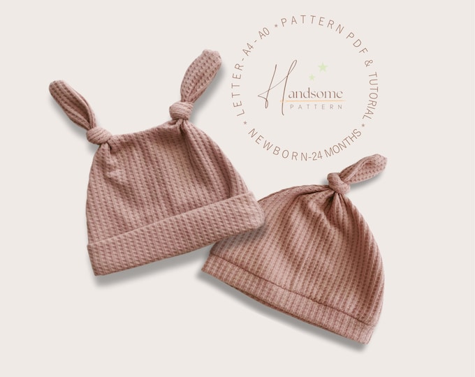 Baby Beanie Pattern/ Newborn Top Knot Beanie Pattern / PDF Sewing Pattern / Baby Hat Sewing